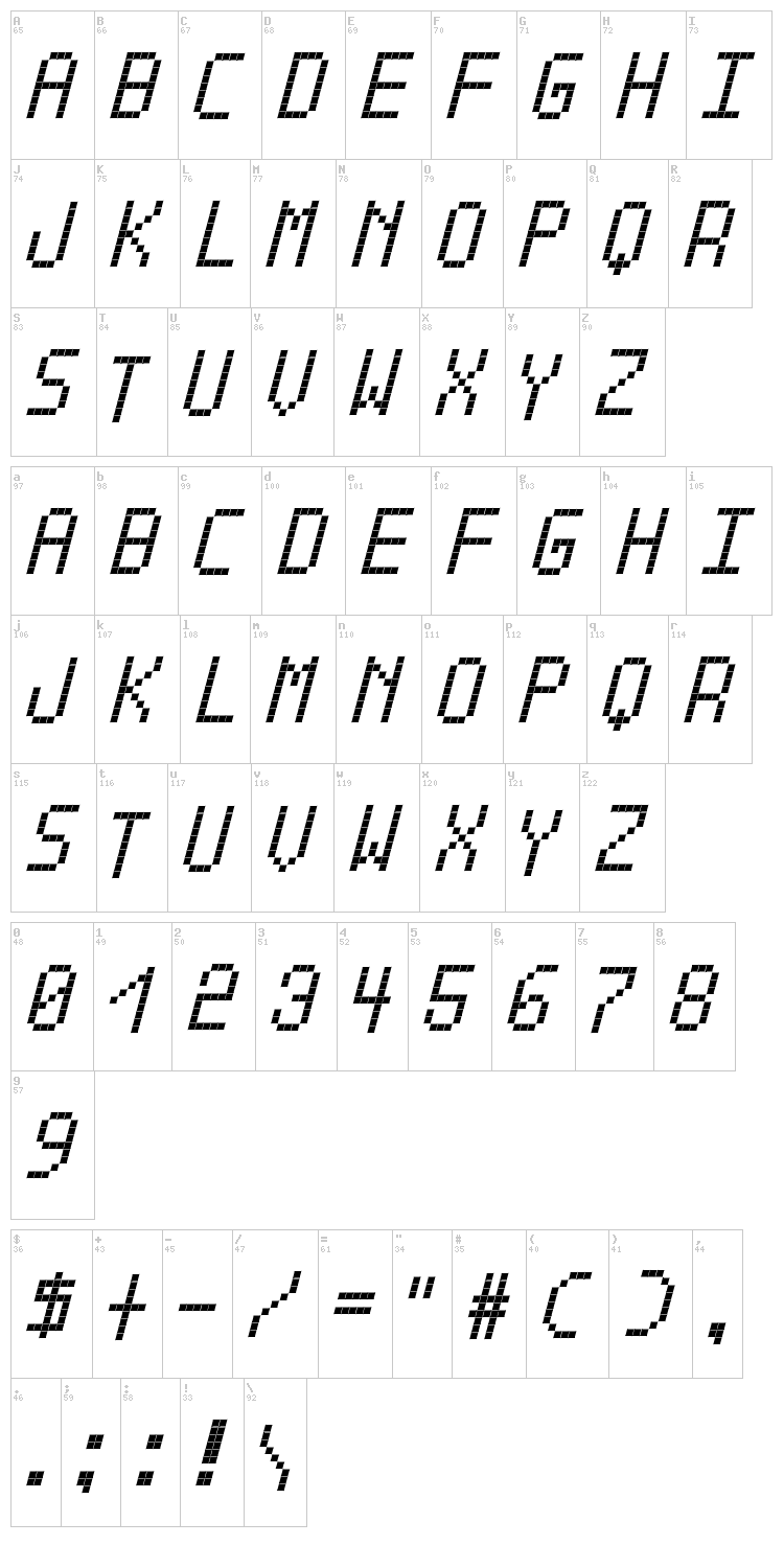 Cross Led Bold TFB font map